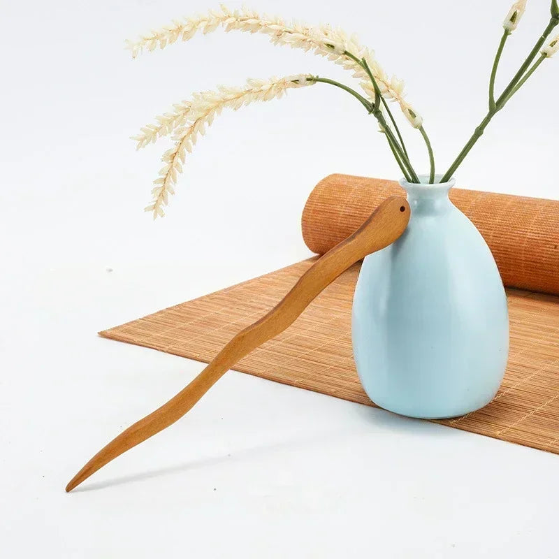 Elegant Wood Hair Stick for Women Hairpins - Coffee