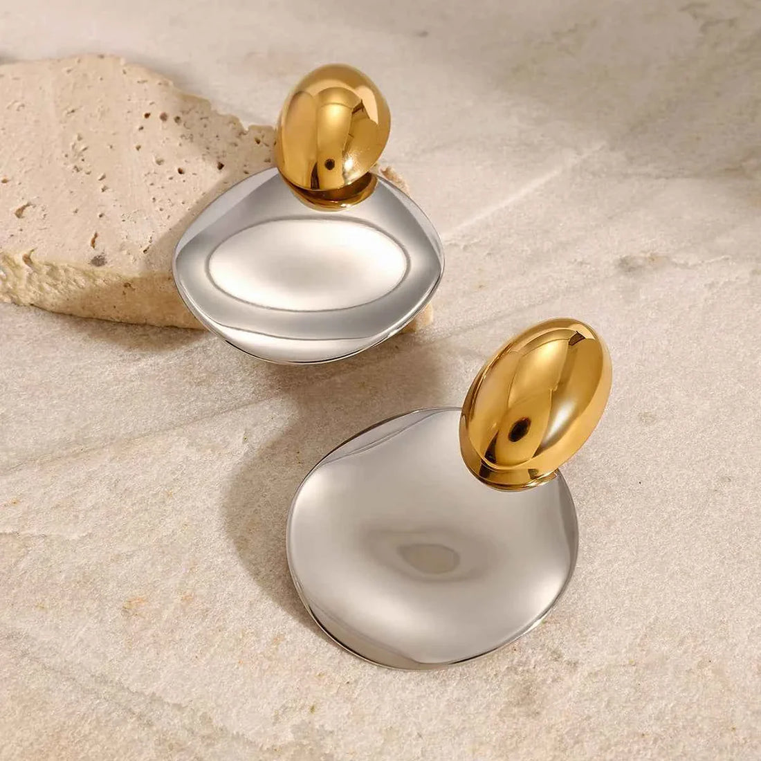 Elliptical Two tone Earrings