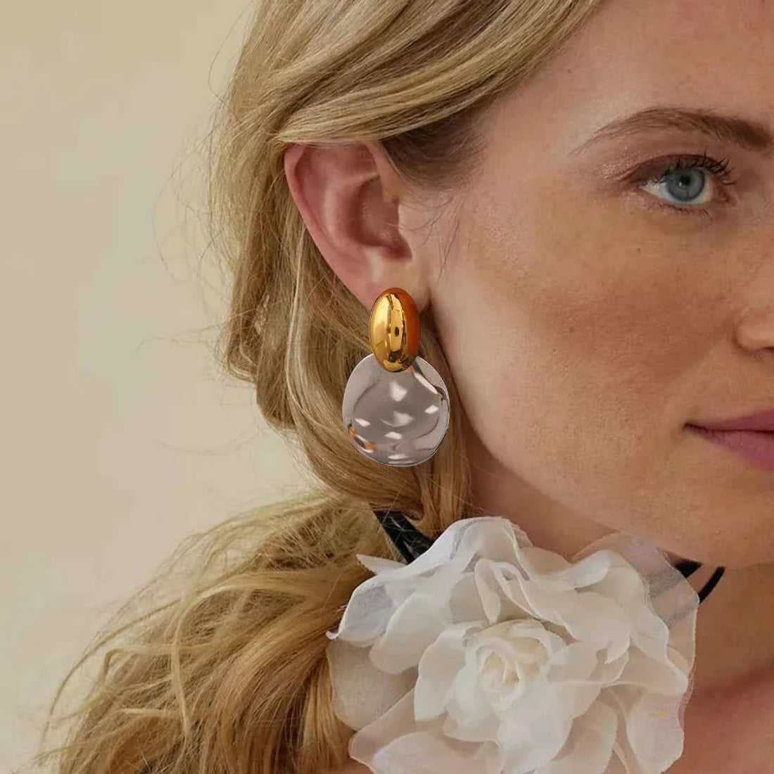 Elliptical Two tone Earrings