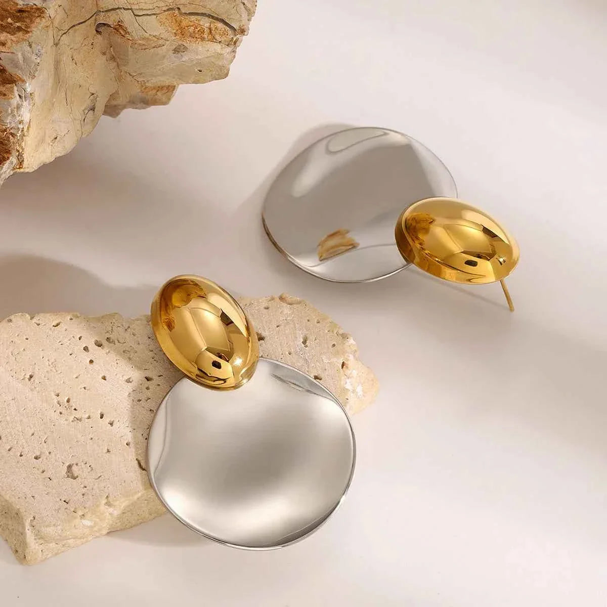 Elliptical Two tone Earrings