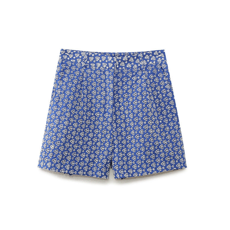 Embroidered High Waist Shorts - Other