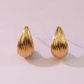 Exaggerated Advanced 18K Gold Stripes Water Drop Ear Studs Personality - WK507 - electronic accessories