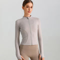 Exercise Jacket Slimming Shaping Zipper Top - Fish Belly Grey / 2XL