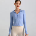 Exercise Jacket Slimming Shaping Zipper Top - Sky Blue / L