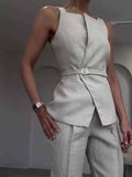 Linen Sleeveless  Top & Cropped Pants Set - Norellé