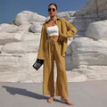 Fashion Graceful Plus Size Women's Long Sleeve Cardigan Two-piece Set Casual Solid Color Suit - Norellé