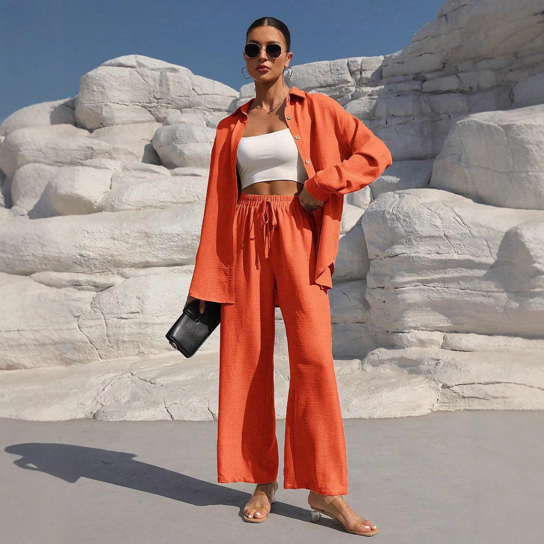 Fashion Graceful Plus Size Women's Long Sleeve Cardigan Two-piece Set Casual Solid Color Suit - Norellé