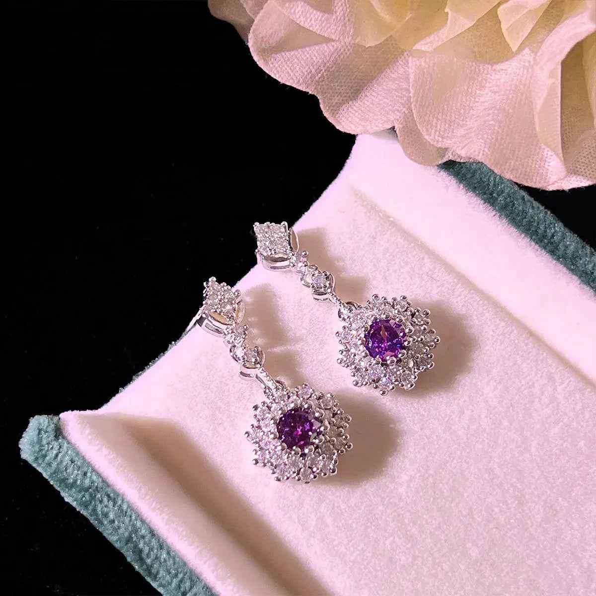 Amethyst Rings Pendants Stud Earrings Three-piece Set - Norellé