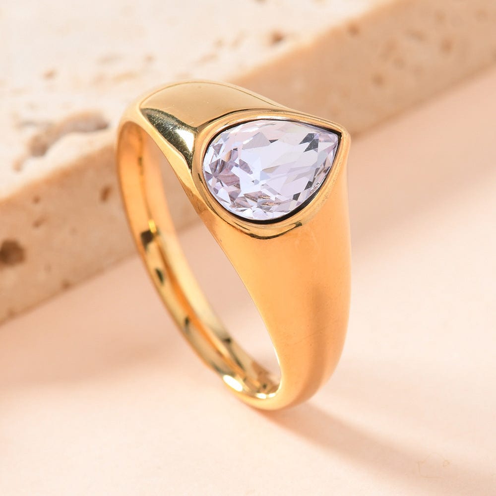 Colorful Rhinestone Rings Fashion Personality Teardrop-shaped Ring For Women Jewelry - Norellé