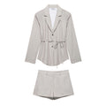 Thin Belt Striped Blazer Mini Shorts - Norellé