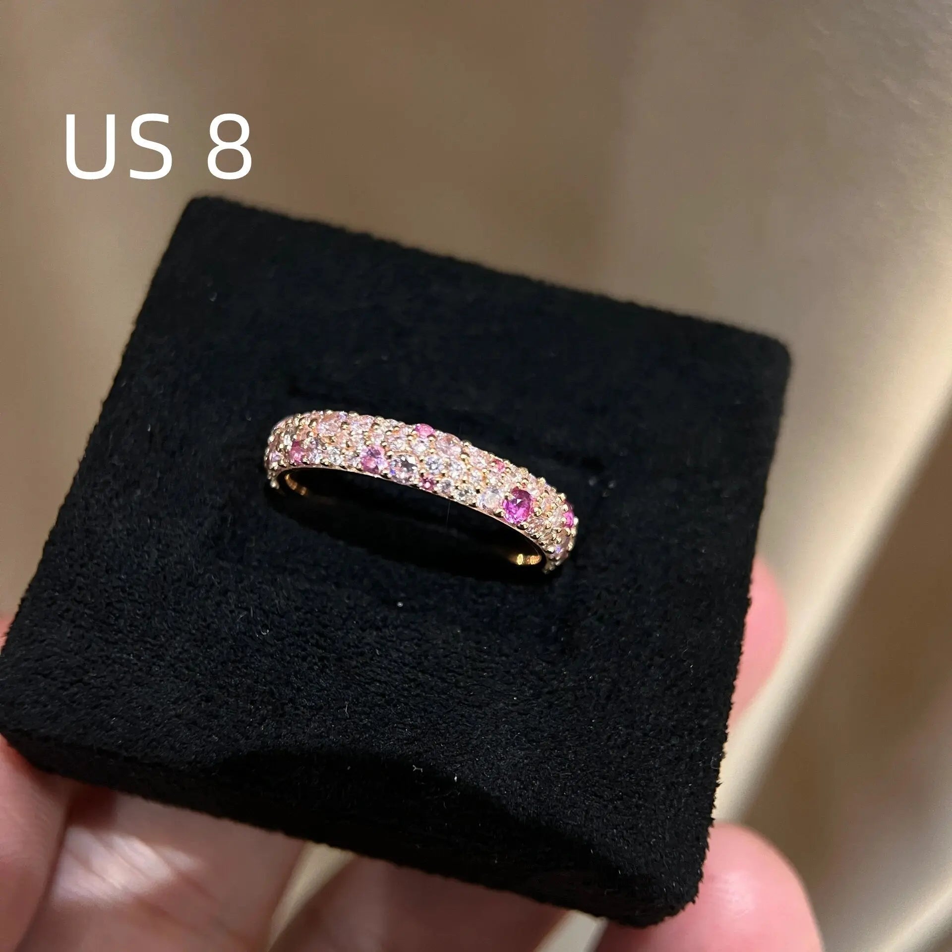 Gradient Diamond Ring Starry Sky Inlaid Rhinestone Ring Sweet Elegant Row Diamond - Norellé