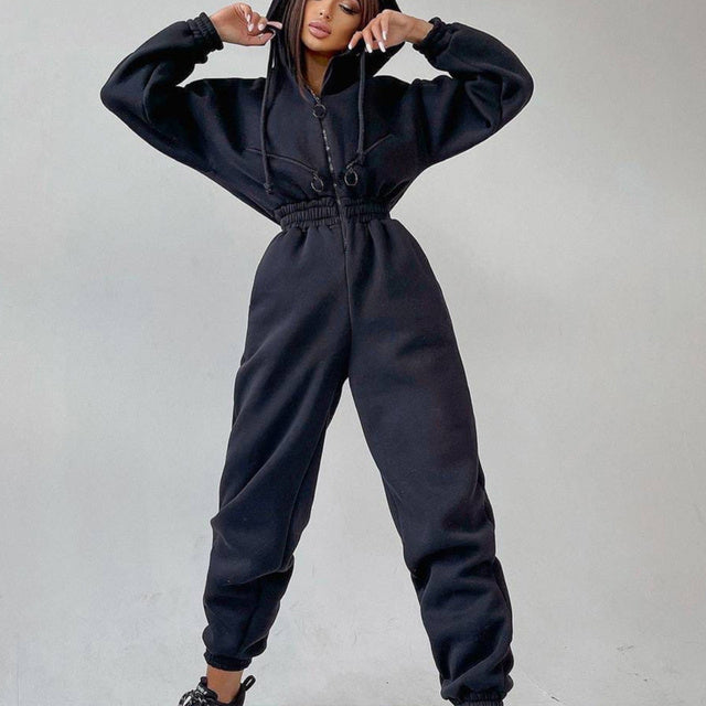 Casual Women Basic Hoodie Two Piece Sets Zipper Drawstring - Norellé