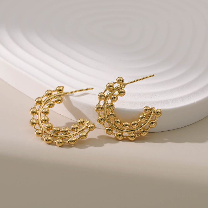 Retro Simple Circle Earrings Design French Style - Norellé