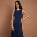 Sleeveless Round Neck Multi-button Strap Casual Dress - Norellé
