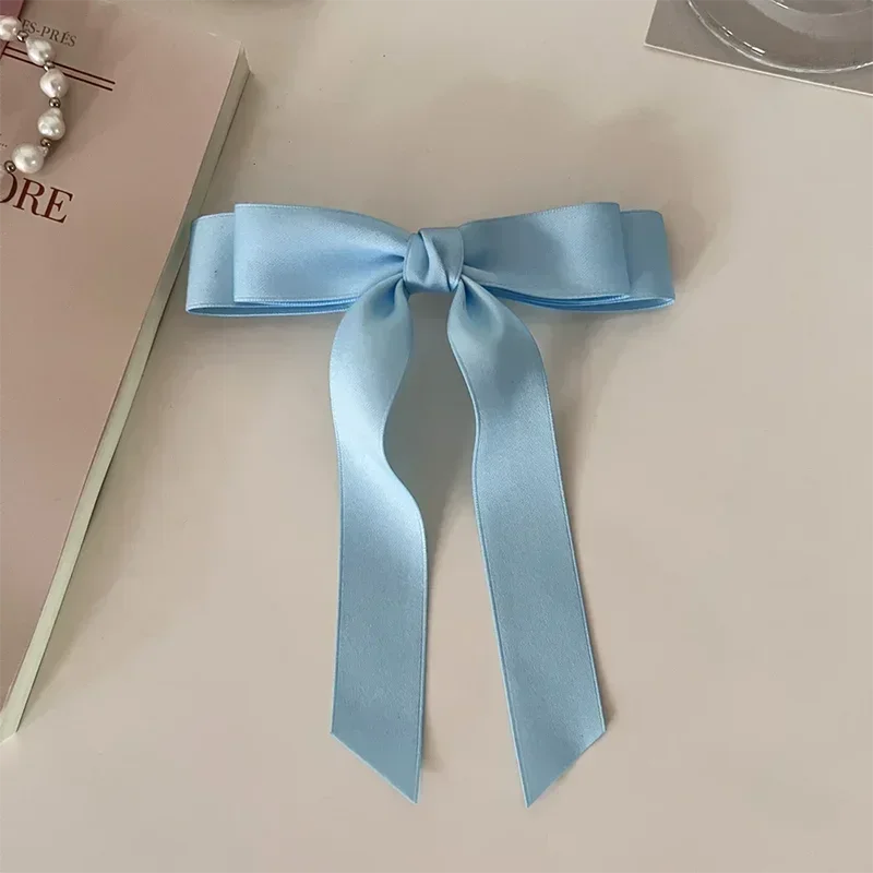 Fabric Hair Bow Hairpin - Blue