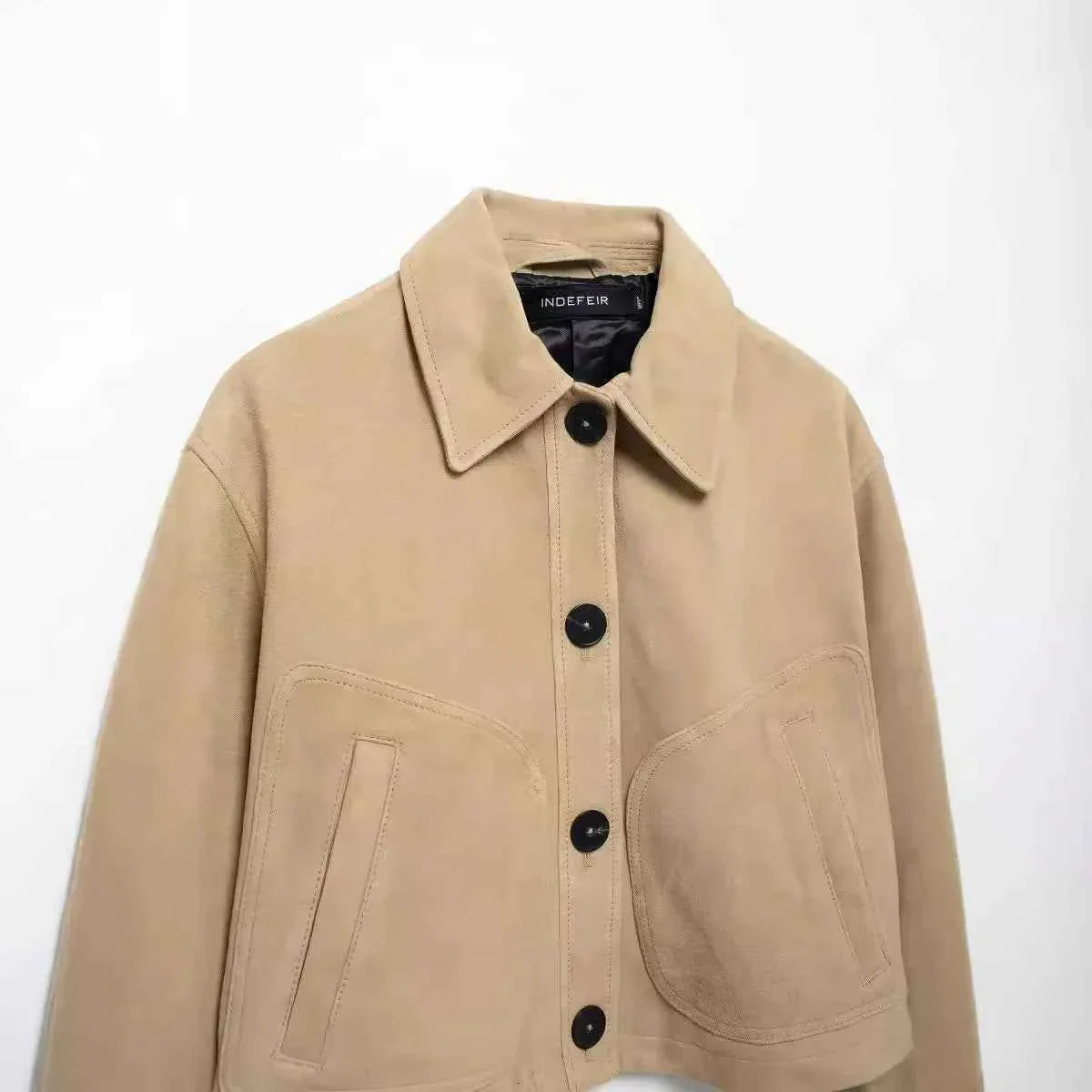 Fall Short Leather Velvet Jacket Women's