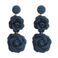 Fall Winter Cowboy Fabric Flower Earrings Multi-layer Long - electronic accessories