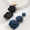 Fall Winter Cowboy Fabric Flower Earrings Multi-layer Long - electronic accessories