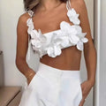 Fashion 3D Flower Spaghetti Strap Top