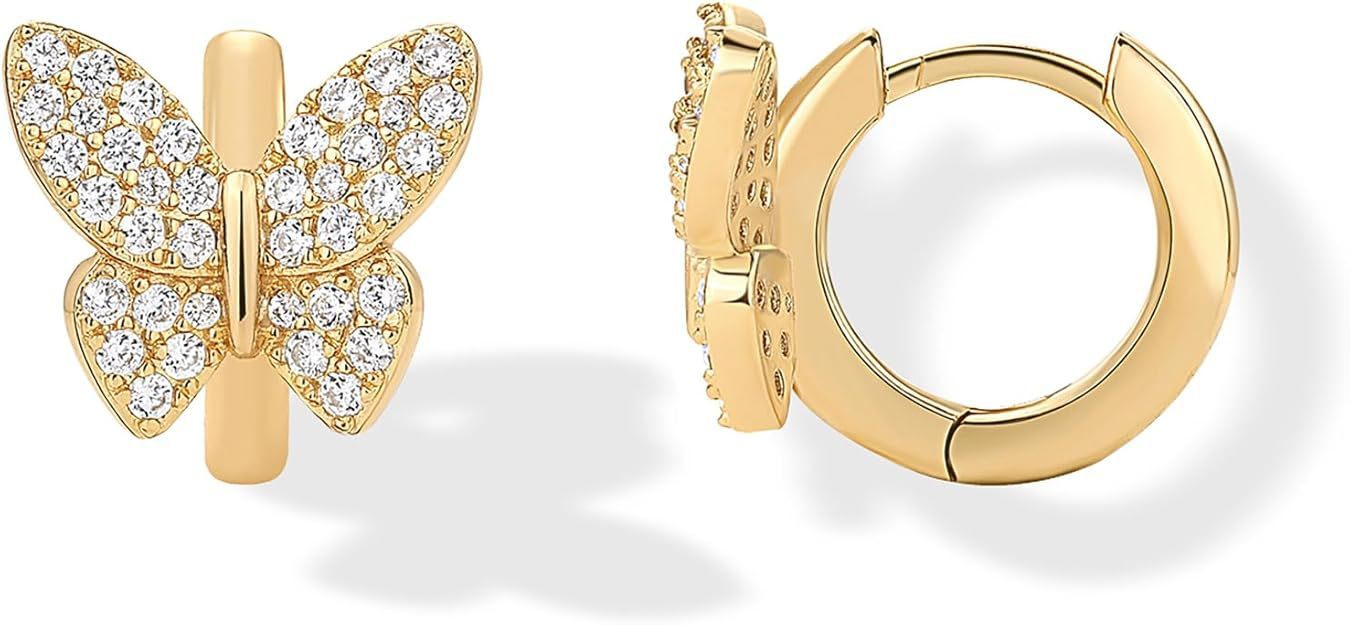 Fashion Copper Inlaid Zirconium Butterfly Ear Ring Niche - Gold - electronic accessories
