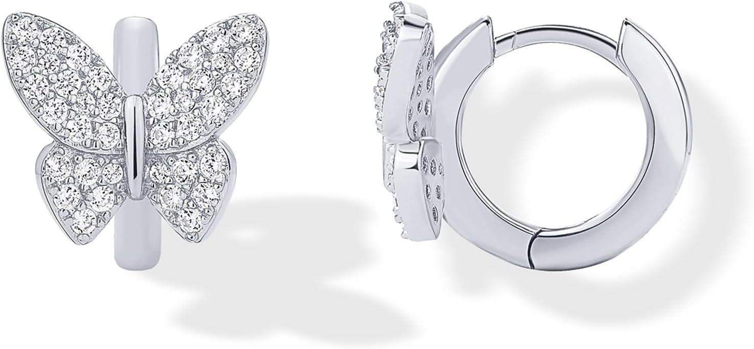 Fashion Copper Inlaid Zirconium Butterfly Ear Ring Niche - Silver - electronic accessories