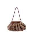 Fashion Faux Mink Fur Ruched Clutch Bag for Women