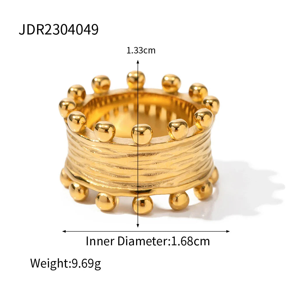 Fashion Gold Color Plated Stainless Steel Sun Pearl Ring - JDR2304049