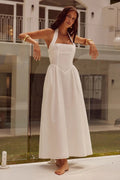 Fashion Halter Neck Long Dresses Women - White / XL