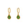 Fashion Minimalistic Water Drops Opal Eardrop Earring - Earrings Green - electronic accessories