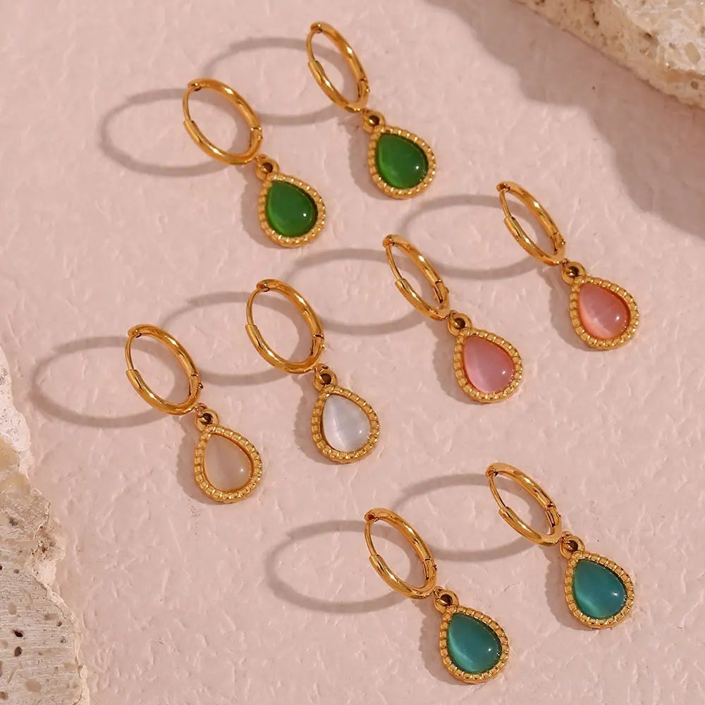 Fashion Minimalistic Water Drops Opal Eardrop Earring - electronic accessories