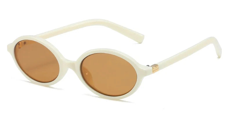 Fashion Oval Simple Literary Sunglasses Women - Beige Tea / CHINA / other