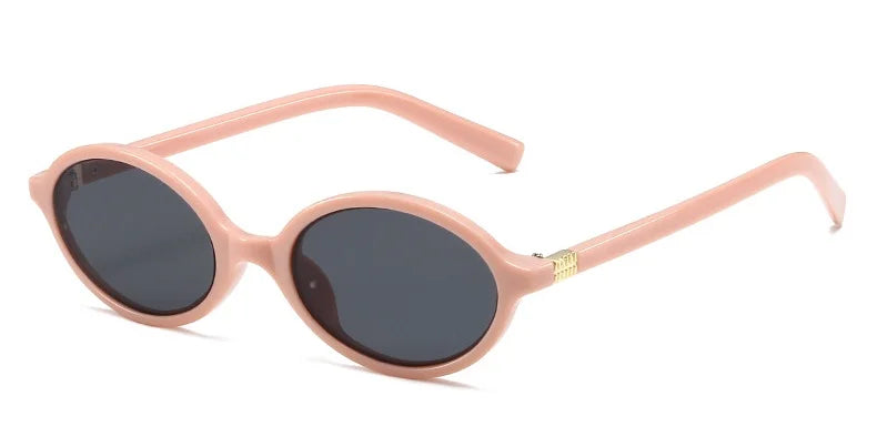 Fashion Oval Simple Literary Sunglasses Women - Pink Gray / CHINA / other