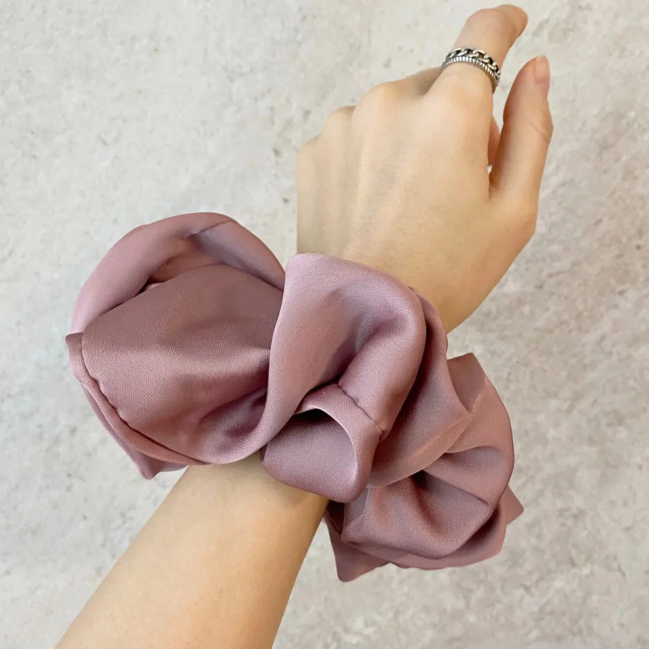 Fashion Oversized Silk Scrunchies for Women - Korean powder