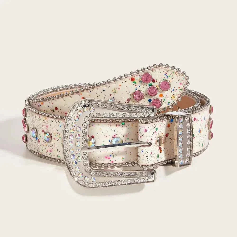 Fashion Sequin Rhinestone Waistband Gradient Pink Belt