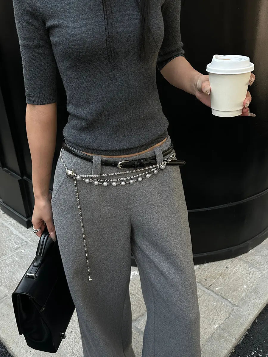 Fashion Silver Pearl Alloy Waist Chain - electronic accessories