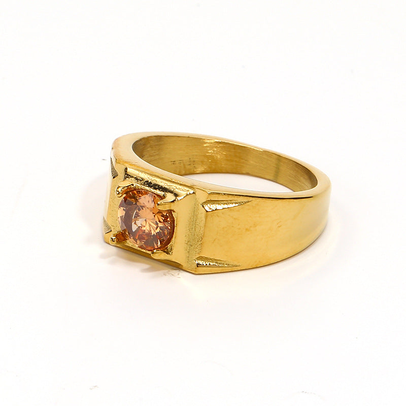Fashion Simple Square Diamond Unisex Ring - Gold Champagne / No 10 - electronic accessories