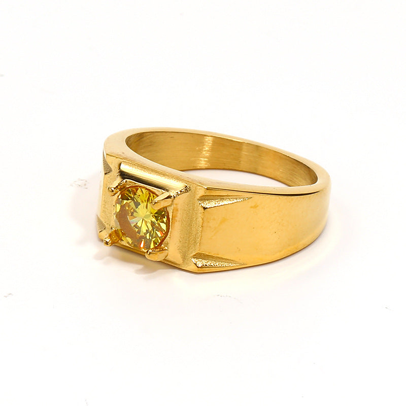 Fashion Simple Square Diamond Unisex Ring - Golden Yellow / No 10 - electronic accessories