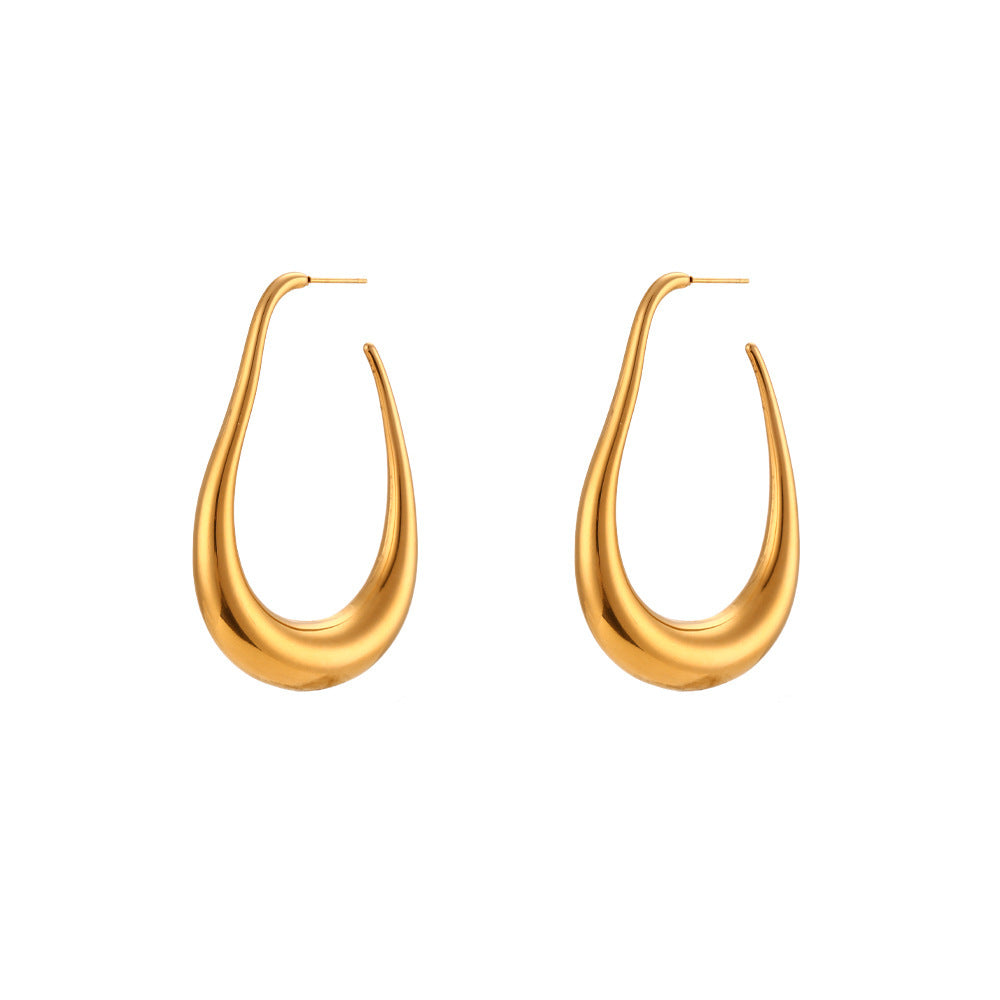 Fashion Simple Stainless Steel Earrings - Gold - electronic accessories