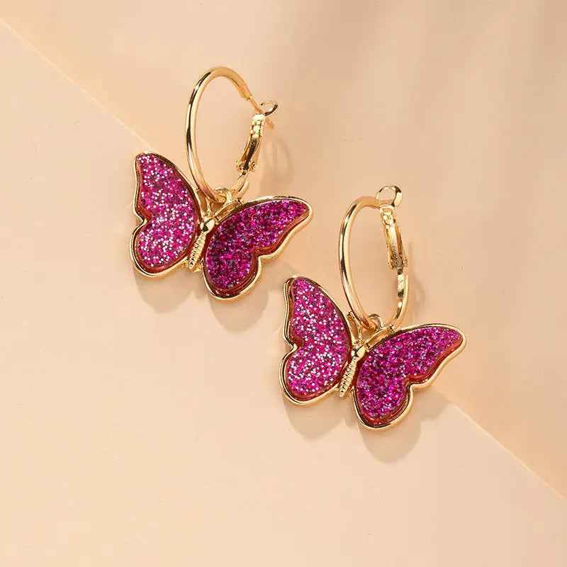Fashion Simple Women Butterfly Studs - Rose Red - electronic accessories