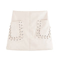 Fashion Slim Coated Fabric High Waist Mini Skirt - Other