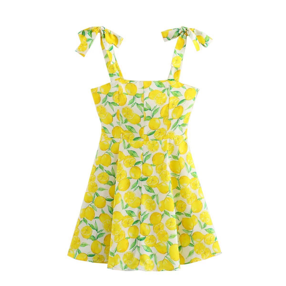 Fashion Small Temperament Printed Linen Blended Mini Dress - Yellow / L - electronic accessories