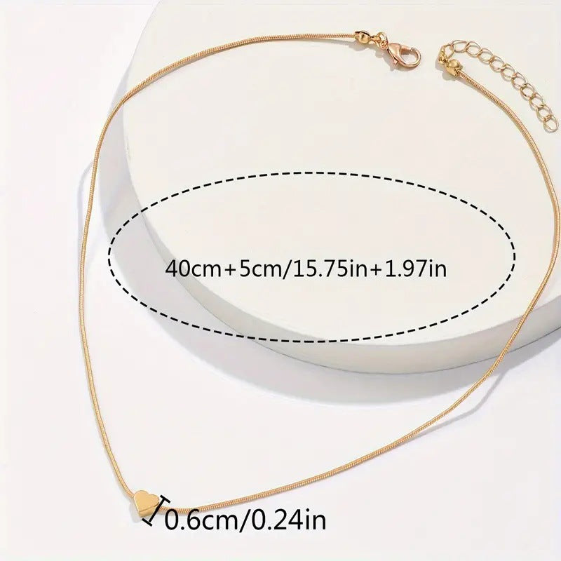 Fashion Snake Bones Chain Love Pendant Necklace - Gold - electronic accessories