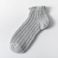 Fashion Solid Color Woman Socks Hollow Out Breathable - Light Gray / EUR 34-39
