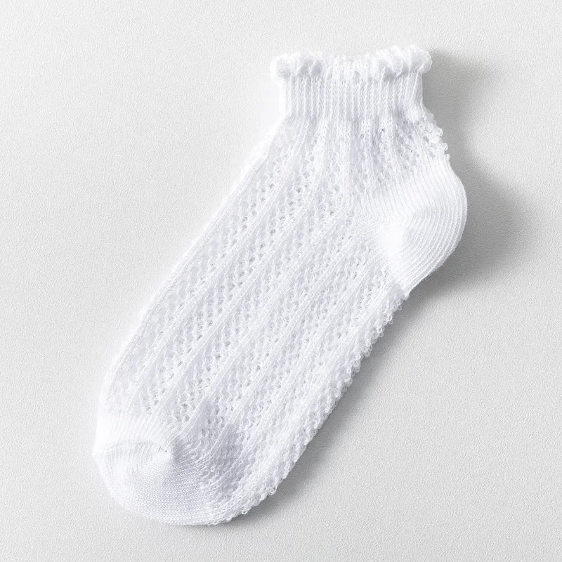 Fashion Solid Color Woman Socks Hollow Out Breathable - White / EUR 34-39