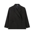 Fashion Solid Lapel Hidden Buckle Loose Blazer - black / M