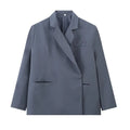 Fashion Solid Lapel Hidden Buckle Loose Blazer - GRAY / S