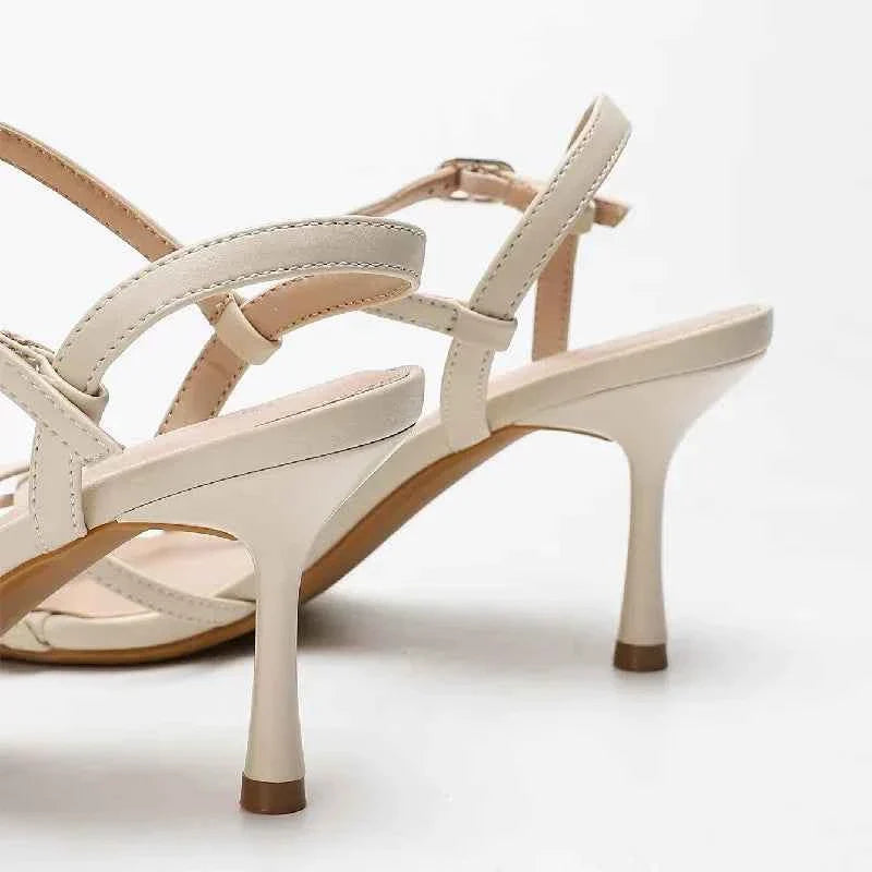 Fashion Square Toe Ankle Strap Buckle Slide Sandals