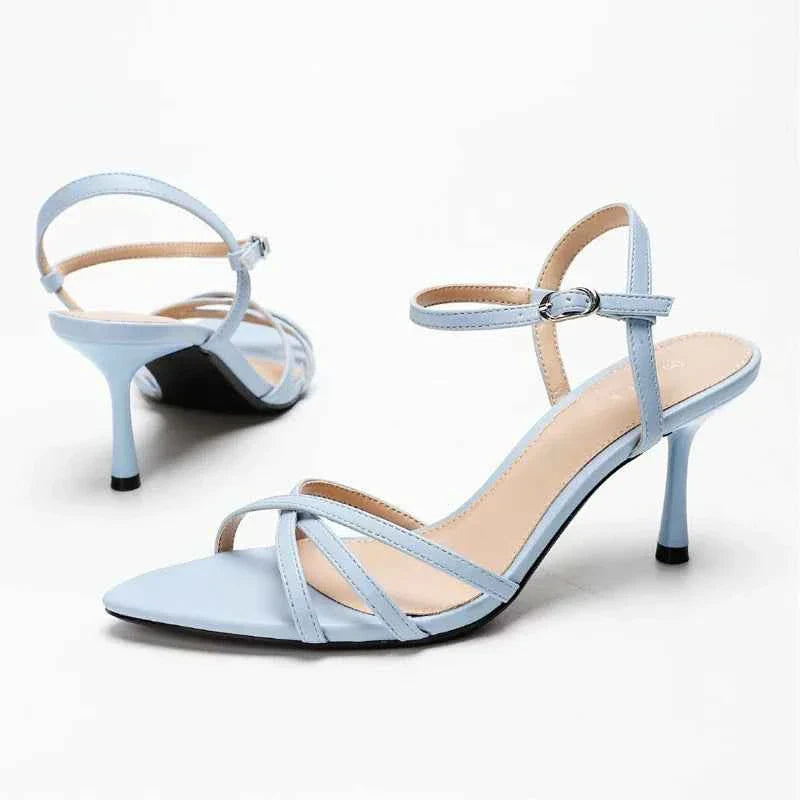 Fashion Square Toe Ankle Strap Buckle Slide Sandals
