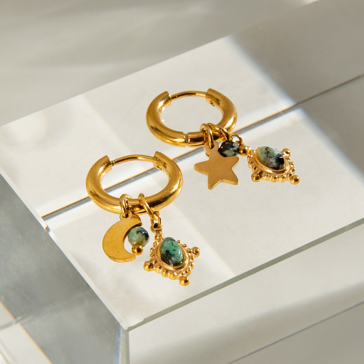 Fashion Stainless Steel Star Moon Ear Clip - JDE2409045 - electronic accessories