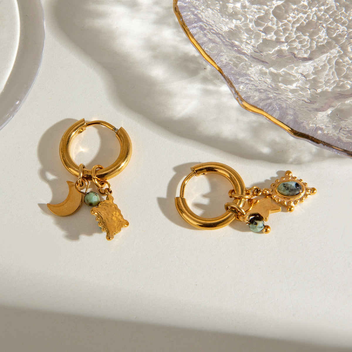 Fashion Stainless Steel Star Moon Ear Clip - JDE2409045 - electronic accessories